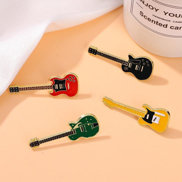 Colorful Cartoon Guitar Brooch - Musical Instrument Metal Badge Pin