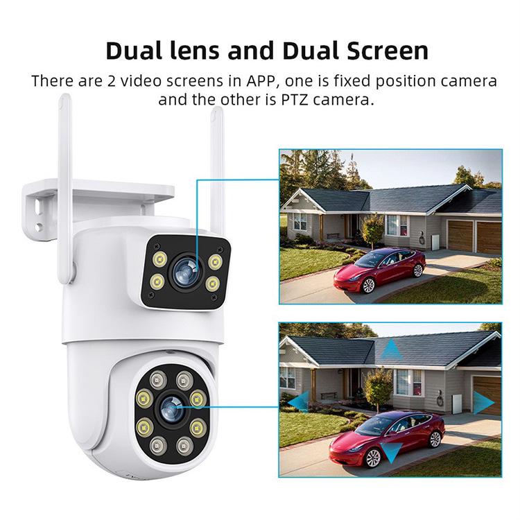 Tuya Smart Waterproof Dual-Lens Camera with Night Vision & Bluetooth Pairing.