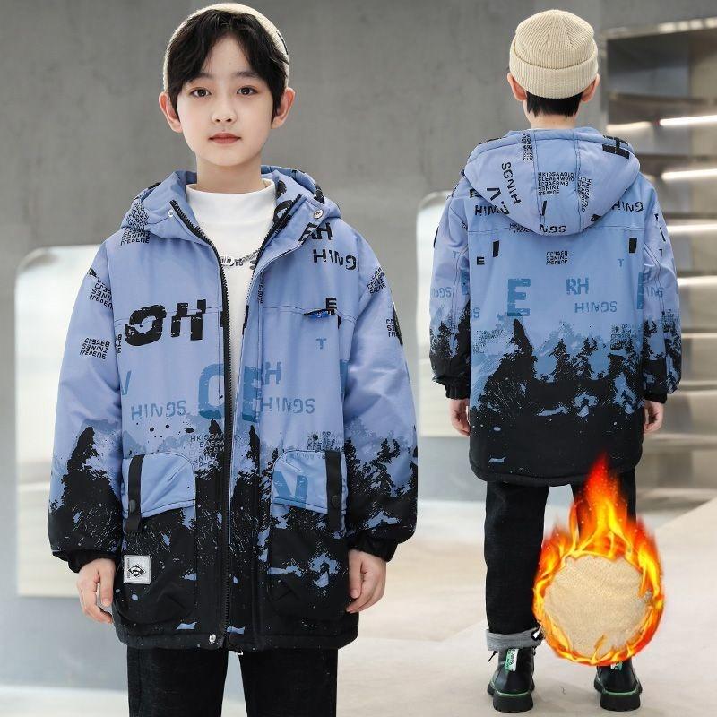 Boys' Fleece-Lined Parka: Thick, Casual Fall/Winter Jacket for Kids