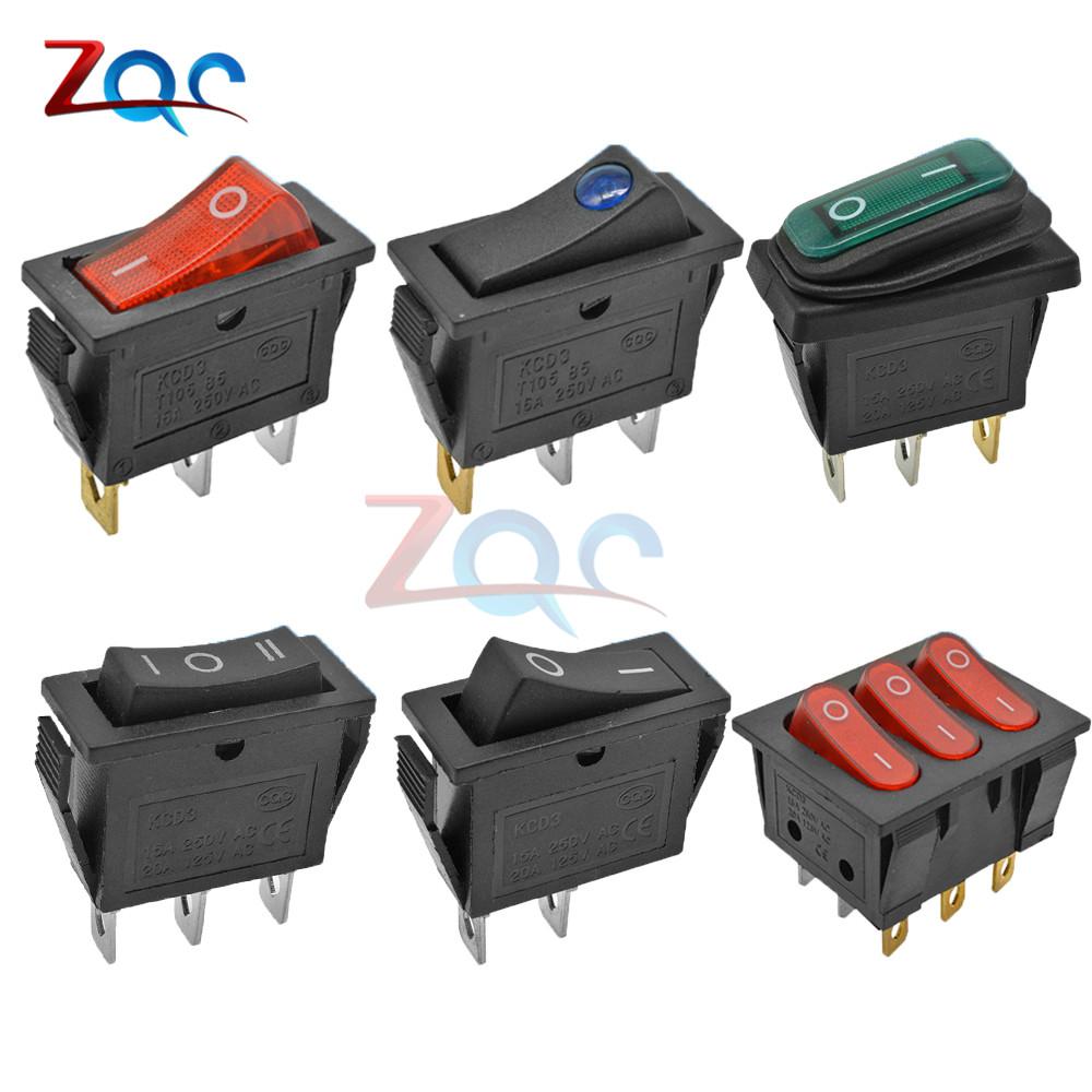 KCD3 Rocker Switch ON-OFF 2 3 Position 2 3 pin 3Pin 2Pin Electrical Equipment Light Power Switch 16A/250V 15A/250V AC Waterproof