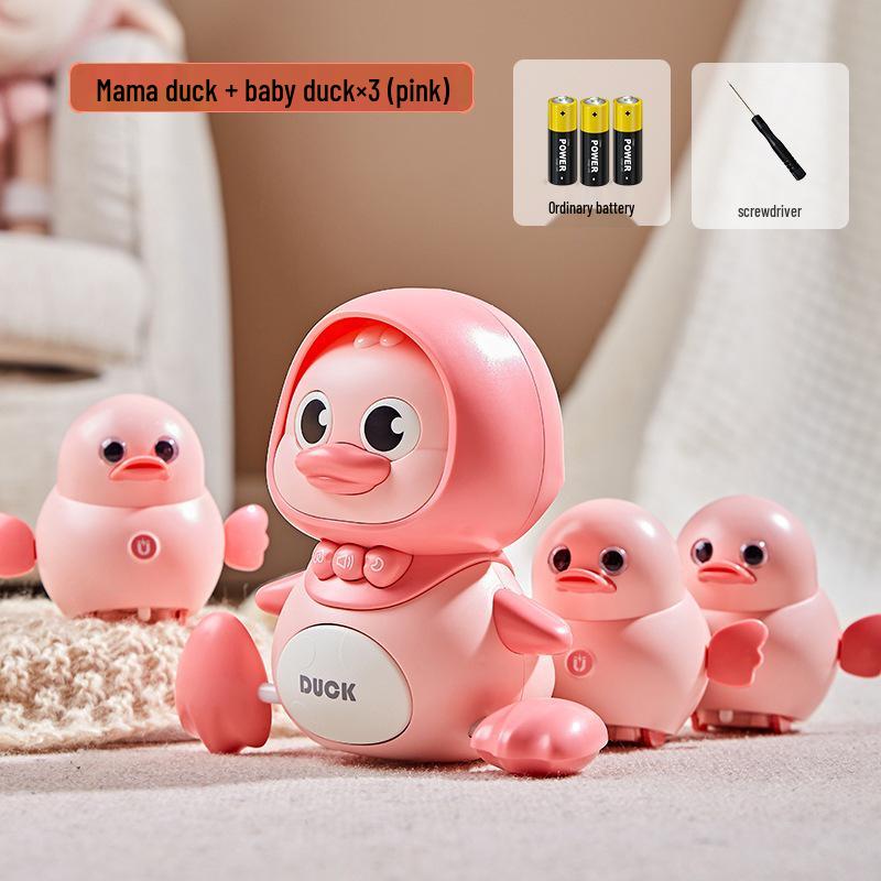 Children's Musical Crawling Duck Toy with Magnetic Suction and Lights for Early Education