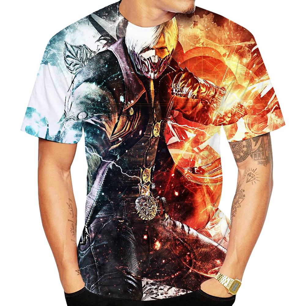 Summer Round Neck 3D Devil May Cry Print Top Fashionable Casual Short Sleeved Men's T-shirts