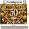 Black Golden 50th Birthday Banner, Luxurious Backdrop Wall Decor for Party