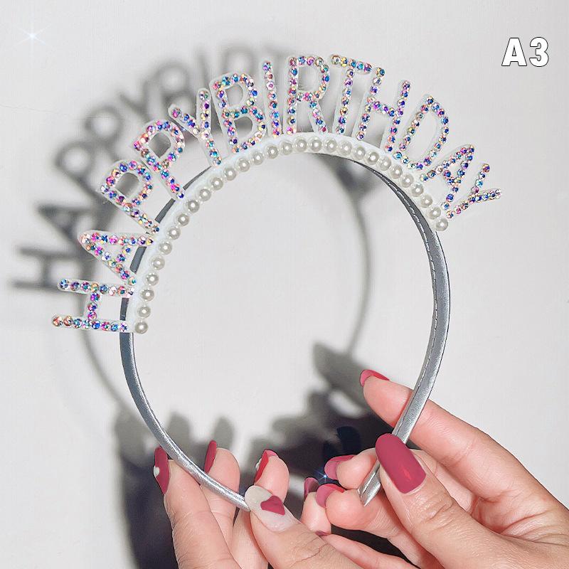 Sweet Birthday Girl Headband Metal Alloy  Birthday Party Tiara Hair Hoop Princess Crown Women Headwear