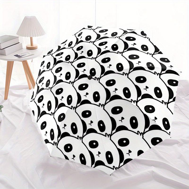 1pc Panda Pattern Automatic Open/close, All-Season Portable Folding Umbrella, Travel, Everyday, Formal Events058