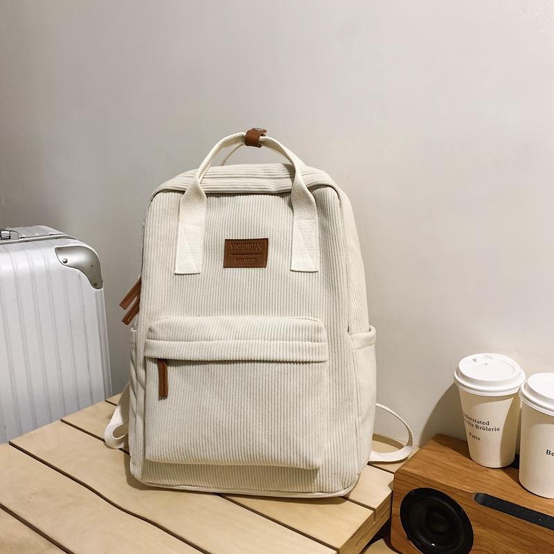 Corduroy Women Backpack Schoolbag Schoolgirl Travel Backpack