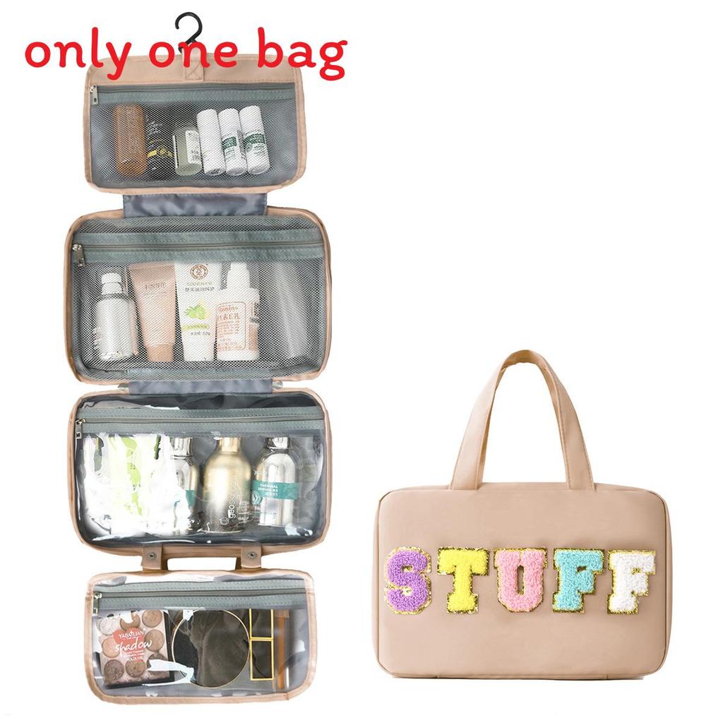 Polyester Travel Toiletry Bag With Dry Wet Separation And Hanging Design For Home And Travel Use