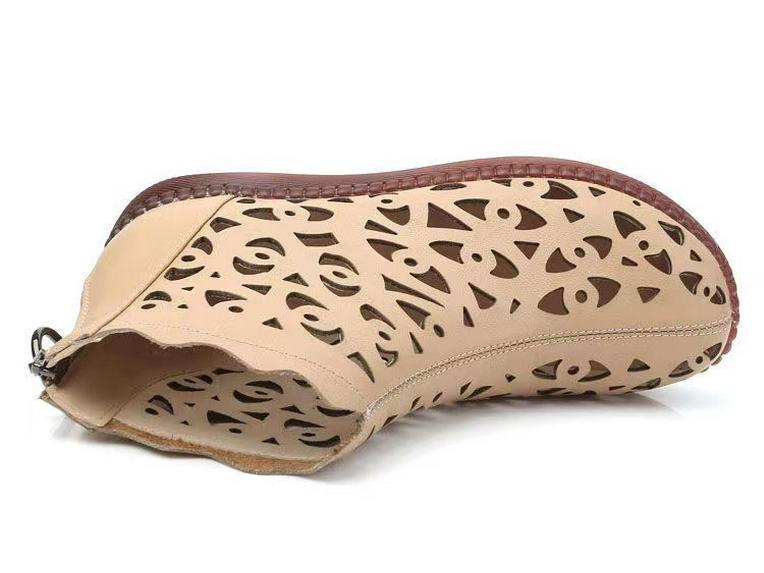 2023 Women's Korean-Style Gladiator Sandals - Breathable Hollow-Out, Back Zipper, Thick Sole, Flat Heel