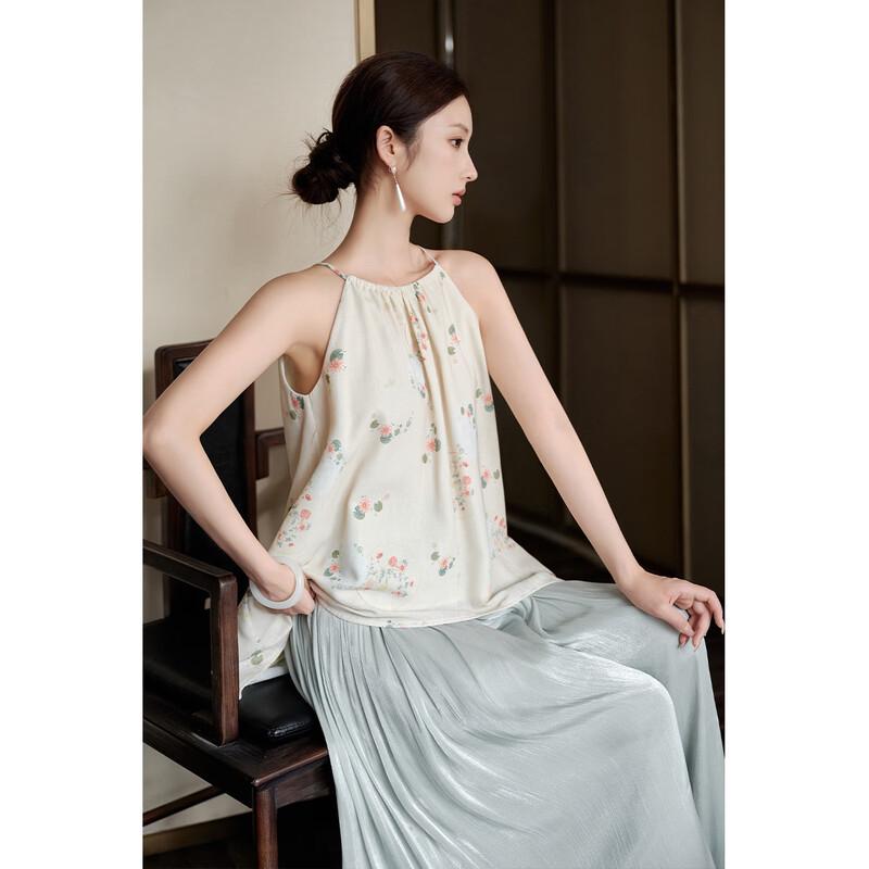 New Chinese Style Floral Halter Camisole Top