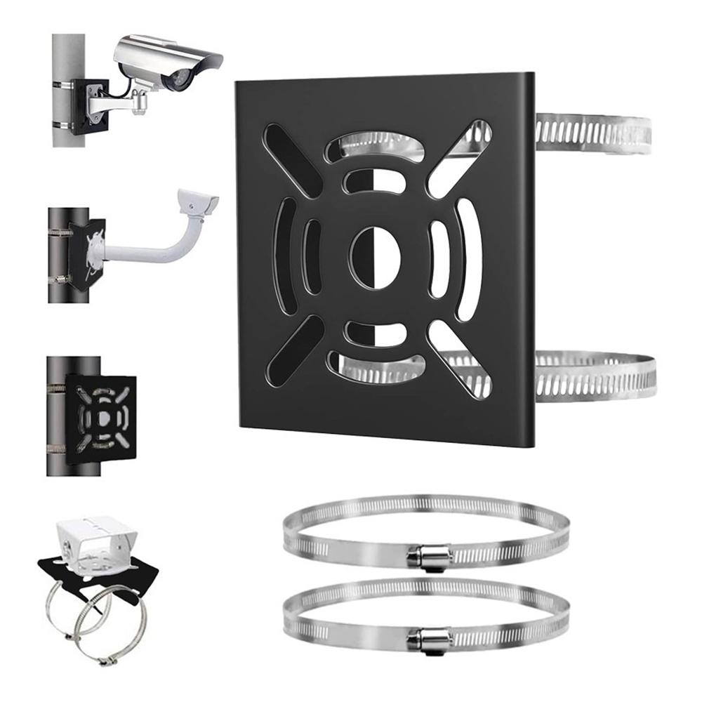 Security Camera Holder Pole Clamp Bracket 360 Degree Adjustable Steel Mounting Stand