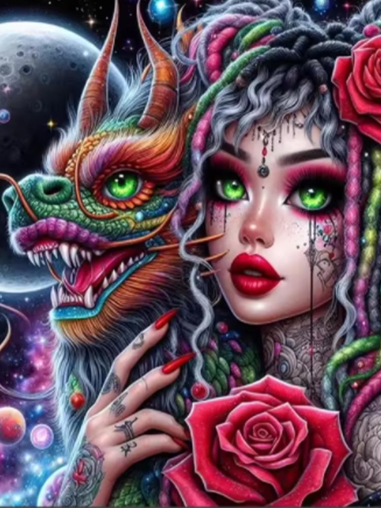 5D DIY Diamond Drawing Cartoon Woman Flower Skull Love Diamond Embroidery Cross Needle Kit Mosaic Home Decoration Gift