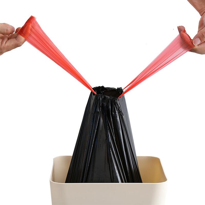 Garbage Bag Drawstring Household Thick Portable with Handle To Lift Plastic Bags for Office Use
