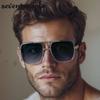 Steampunk Oversized Square Sunglasses Men  Luxury Brand Vintage Metal Double Beam Punk Sun Glasses For Male Classic Shades
