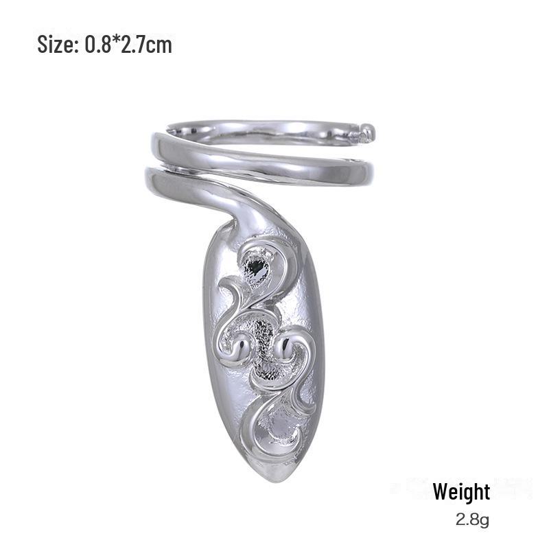 

Регулируемое кольцо для ногтей Kenjie с медным покрытием и инкрустацией из циркония для женщин - европейский и американский стиль Open, Adjustable