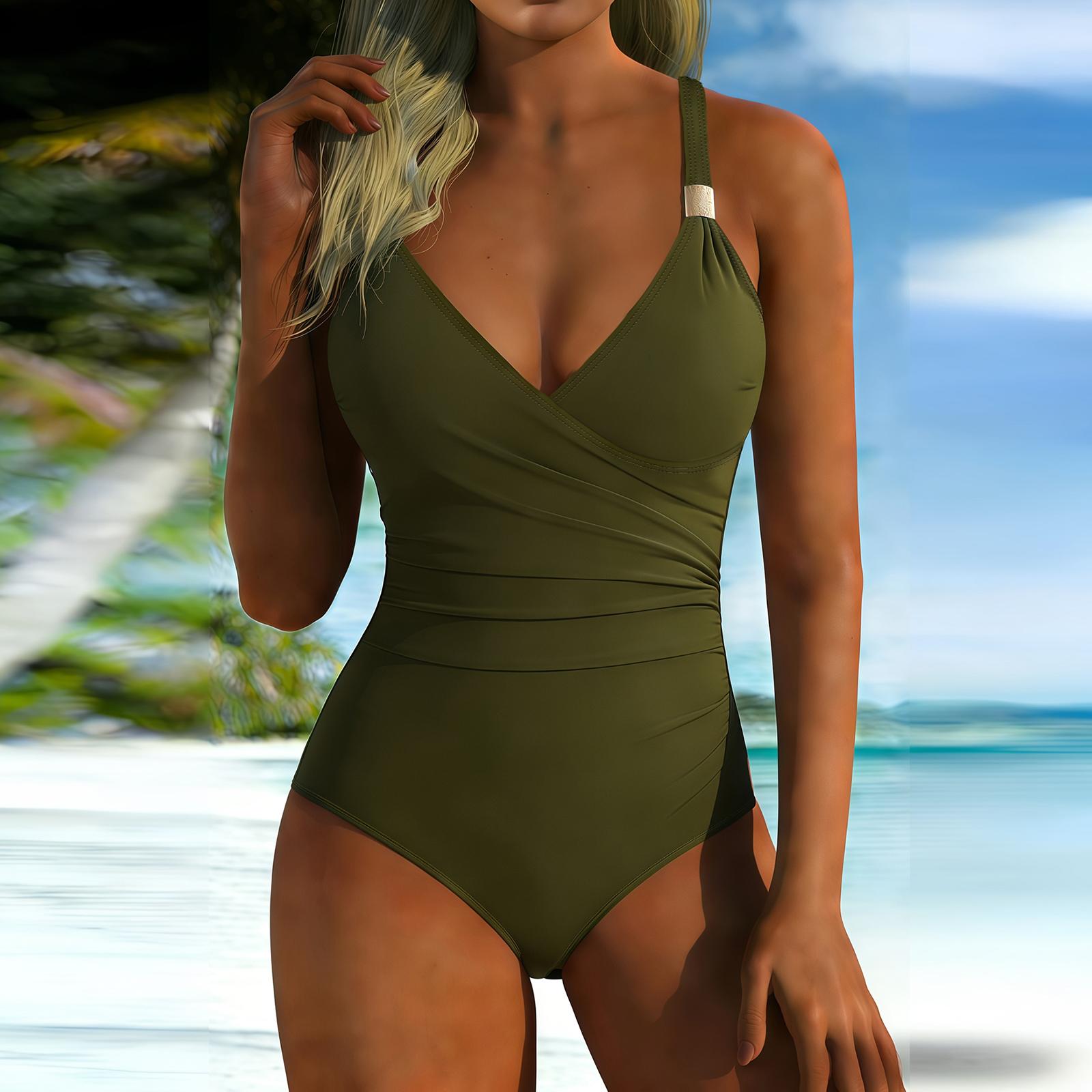 

Женский Бикини Купальник Спортивный Купальник L армия зеленый