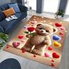 1pc Teddy Bear with Rose Chair Mat - Anime Cartoon Design, Valentine's Day Gift, Non-Slip Carpet for Office and Home Decor.C001