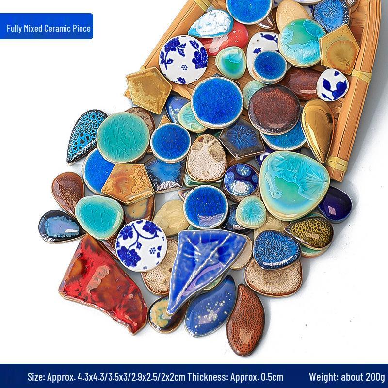 Handmade Ceramic Mosaic Art Kit: Blue & White Porcelain Pieces for Creative Parent-Child Projects