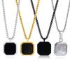 Square Natural Stone Necklaces for Men Women,Waterproof Multiple Colors Geometric Pendant Collar,Trendy Jewelry Gifts