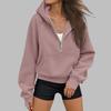 Damen Halbzip Kapuzenpullover Langarm Freizeit Sweatshirt Farbe