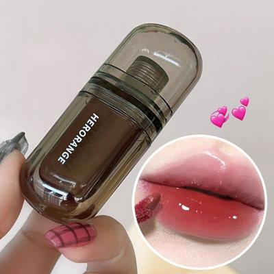 Dark Red Brown Mirror Lip Glaze Water Light Moisturizing Non-stick Cup Highly Pigmented Red Liquid Lipstick Lips Makeup Cosmetic