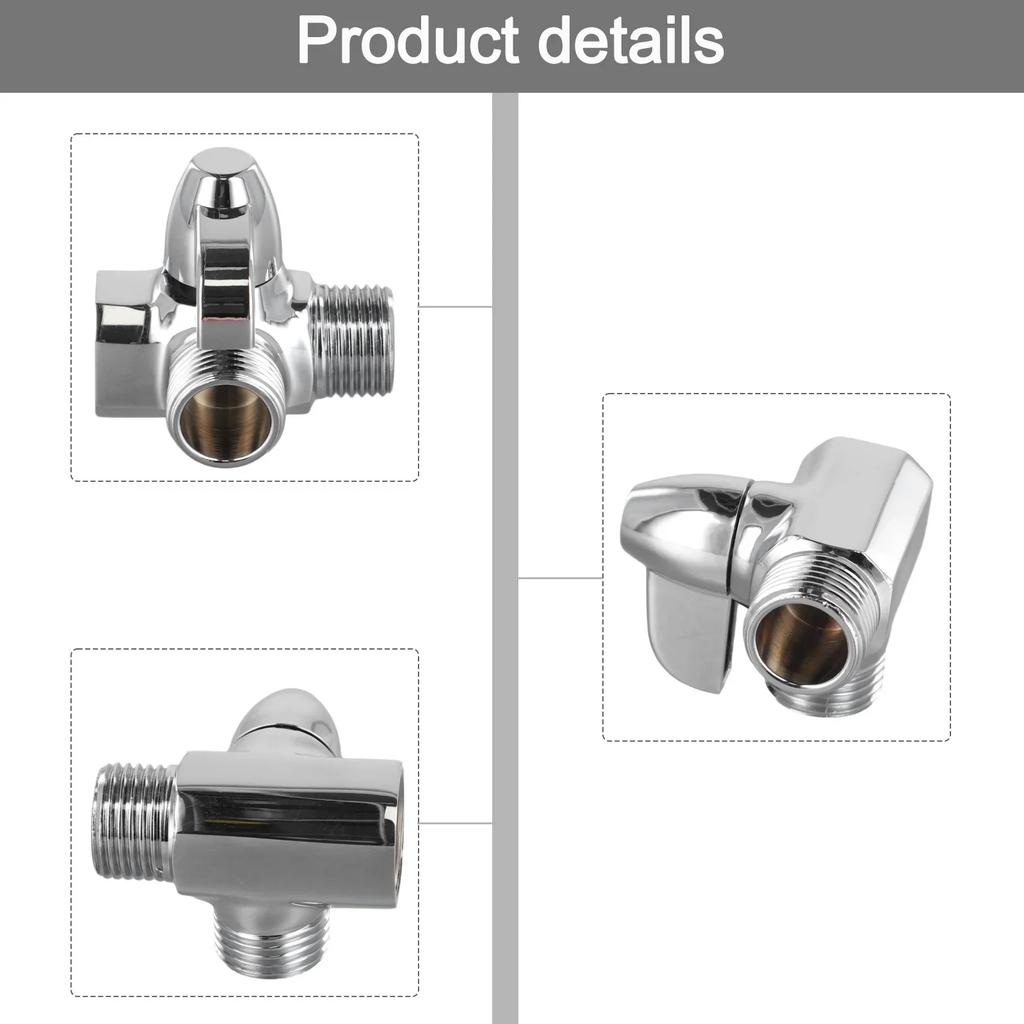 Diverter Valve 3 Way Brass Diverter Valve G1/2in T Adapter Converter For Shower Head Mounted Bath Tap Switch Outlet T Adapter