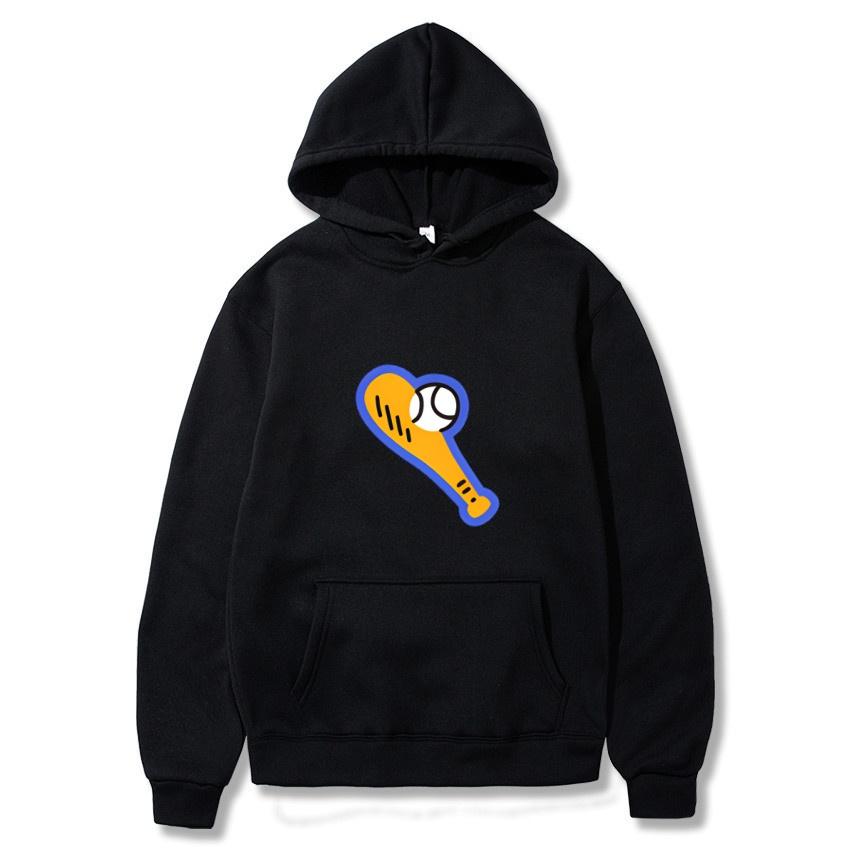 Autumn Winter Baseball Printed Hoodie Solid Color Classic Style College Style Hoodie Daily Fashion Warm Hoodie
