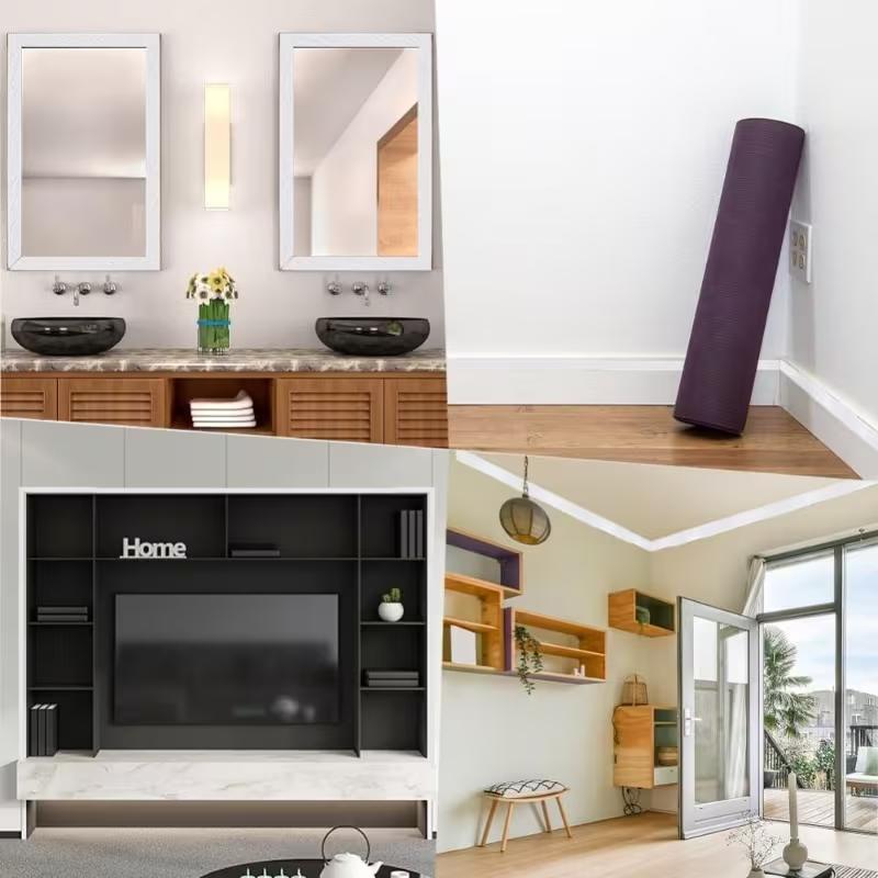 1PC 2.3m/90.55inch Self-adhesive 3d Three-dimensional Skirting Wall Sticker TV Background Wall Frame Edge Sealing Strip Foam Wai