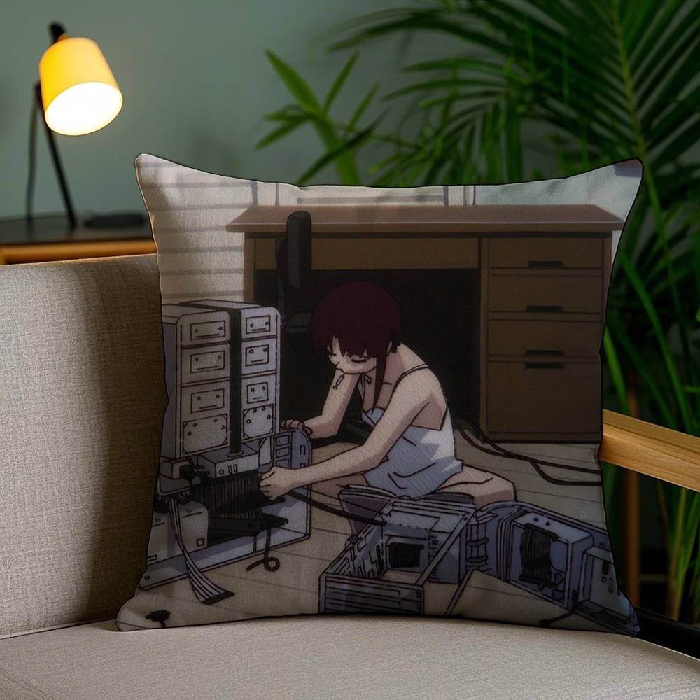 S-Serial Experiments L-Lain Pillow Case Home Dorm Chair Back Short Plush Double-sided Printing Office Nap Time Cushion Cover
