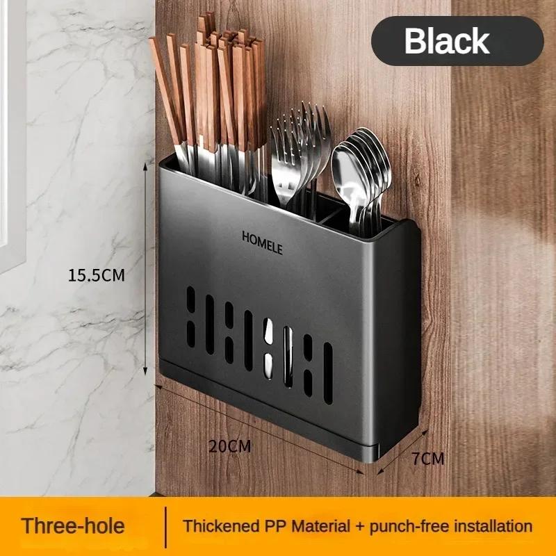 

1-элементная стойка для кухонных принадлежностей - многофункциональная сушилка для палочек для еды, настенная или отдельно стоящая коробка для хранения столовых приборов, пластик