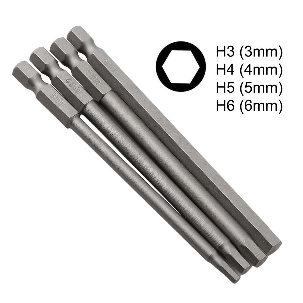 4pcs 1/4 Hex Shank Screwdriver Bit Torx/Hexagon/Cross/Slotted Screwdriver Bits Magnetic Driver Tools 3MM/4MM/5MM/6MM Hand Tools