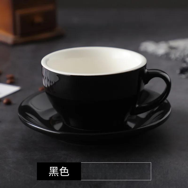 Glazură colorată, ceramică îngroșată, ceașcă cu latte pentru cappuccino, ceașcă profesională figurată, gură de competiție standard, ceașcă de cafea de 250 ml