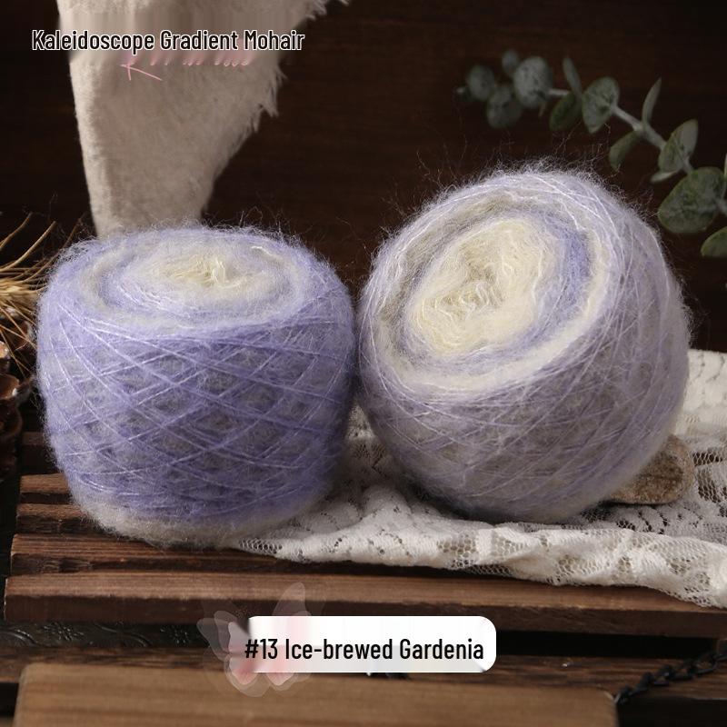 Kaleidoscope Gradient Mohair Hand-Knitted Yarn Ball