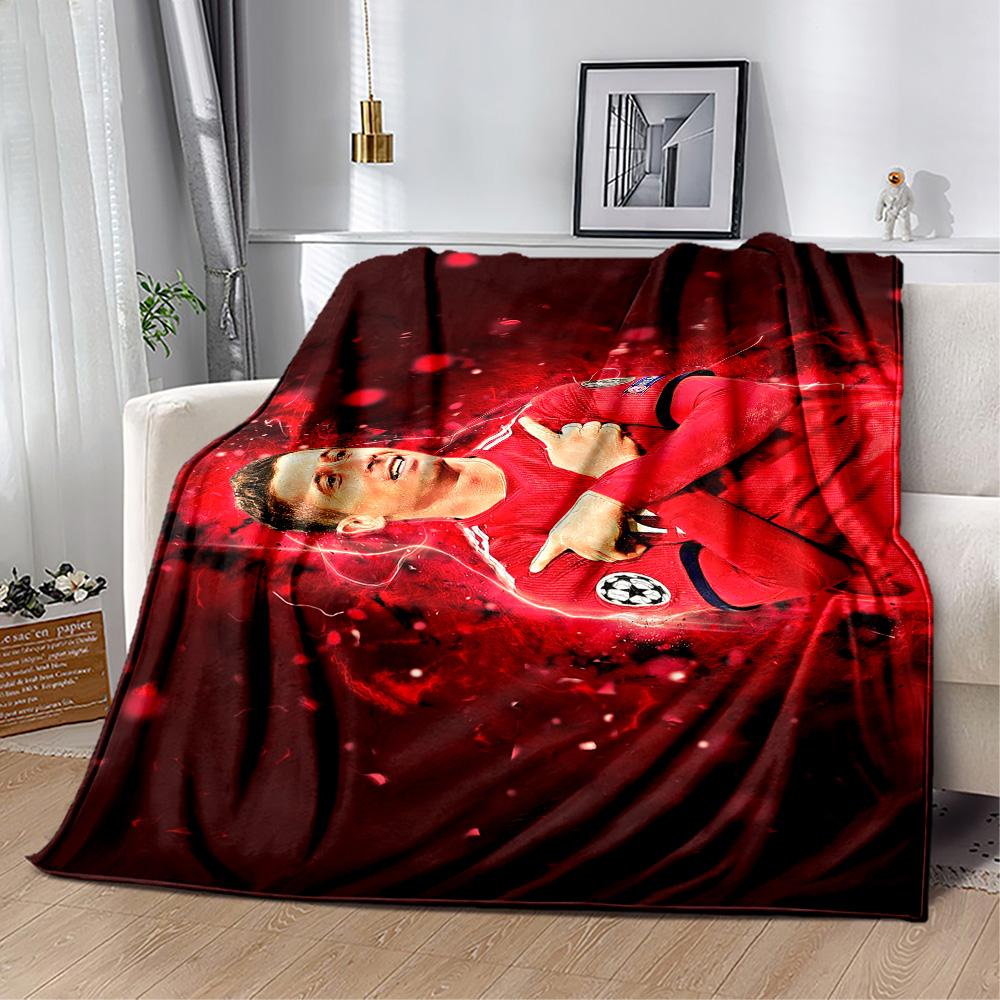 Soccer Player Action Blanket Soft Warm Cozy Suitable for Chair Bed Office for All Occasions Digital Print Unique Gift for Family and Friends Camping