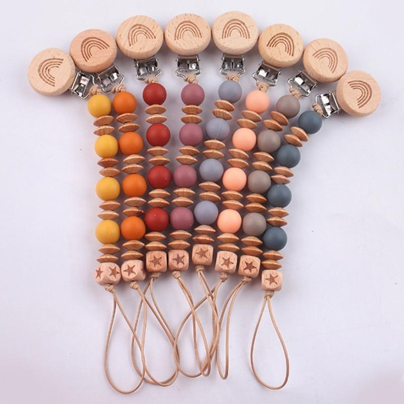 Baby Schnullerclip Silikonperlen Beißclip Baby Schnullerkettenhalter