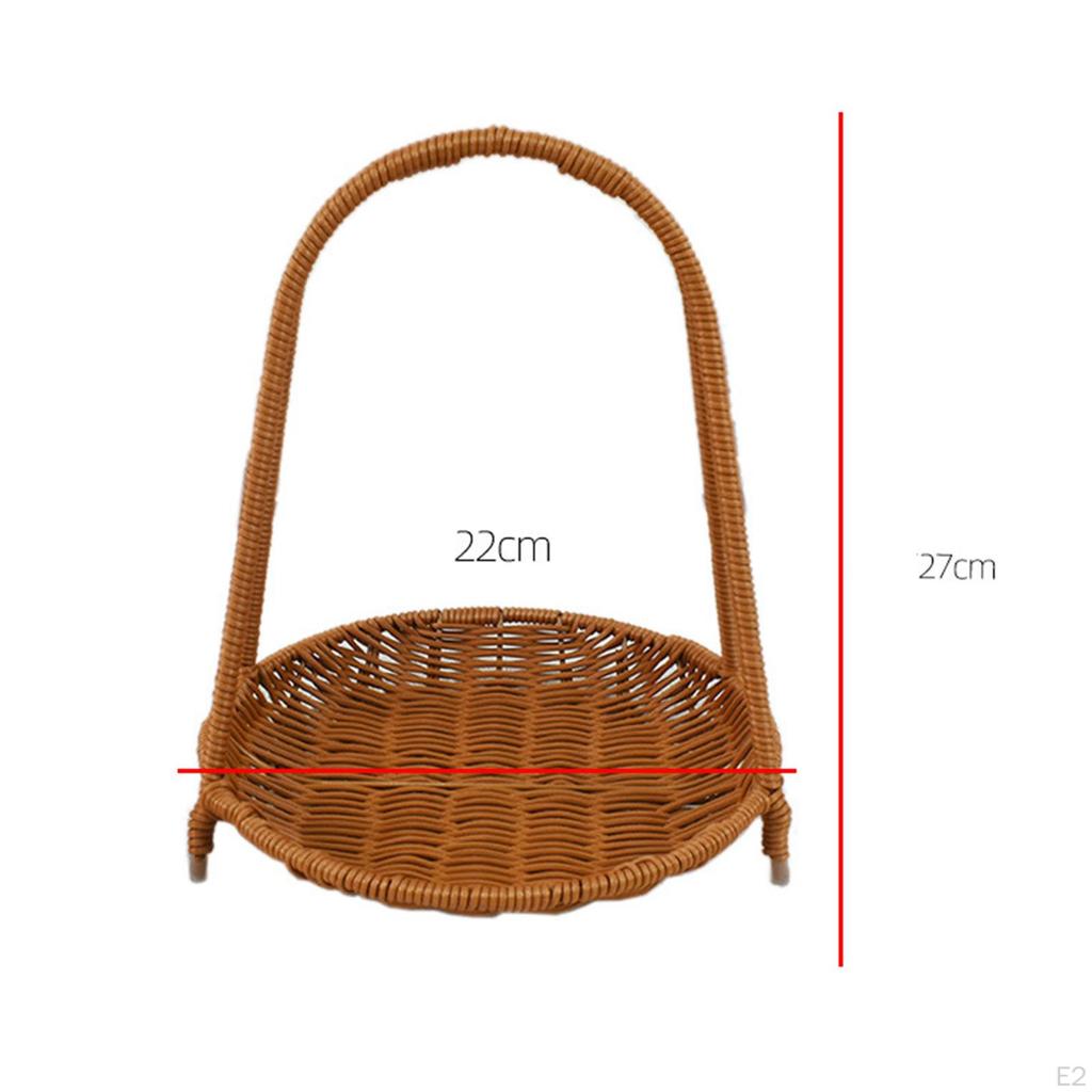 Circular Food Serving Basket Storage Rack Imitation Rattan Lightweight for Kitchen Counter Portable