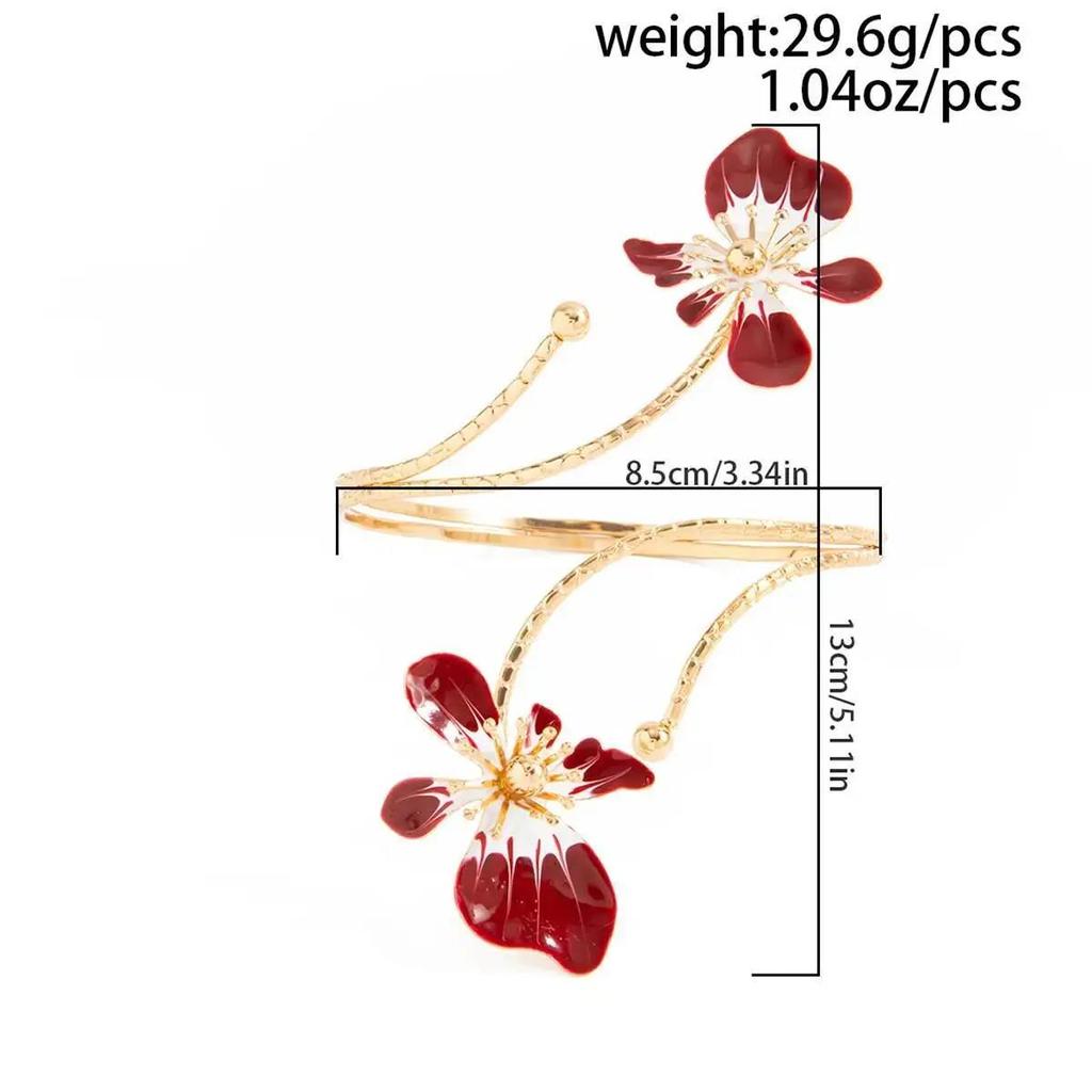 New Fashion 8 Colors Exquisite Trendy Flower Open Cuff Armlet Women Sexy Oil Drip Craft Floral Adjustable Arm Bracelet Jewelry
