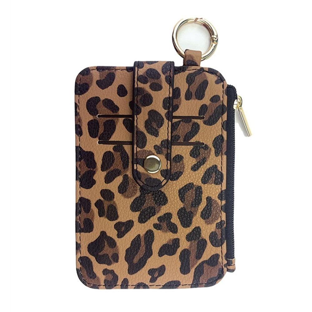 PU Leather Slim Mini Coin Pocket Waterproof Multi-function Leopard Print Wallet Portable Wear-resistant Credit Cards Holder