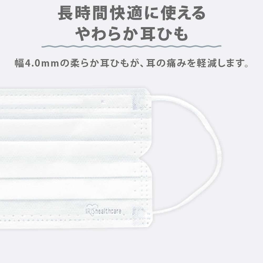 Iris Ohyama Disposable Nonwoven Pleated Regular 120 Count Masks, Size,