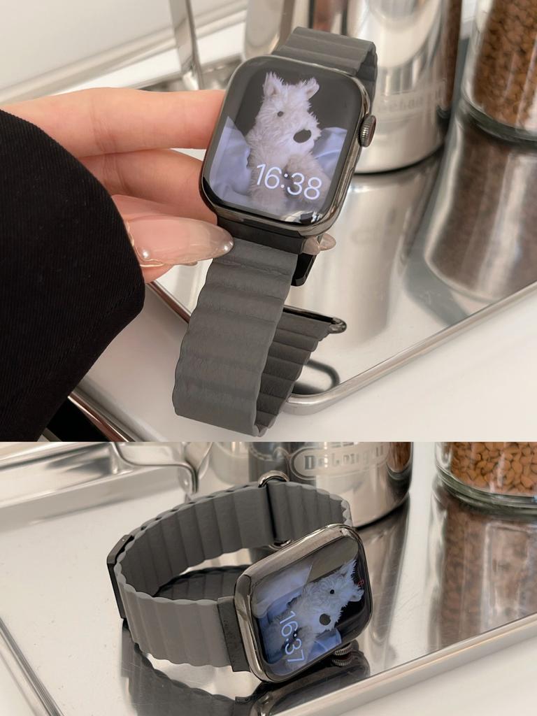 Magnetic Leather Band For Apple Watch 44 45 49mm 40 41mm 42 38mm 46mmMetal Stainless Steel Strap For iwatch 8 7 SE 6 5 4 3 2 S10