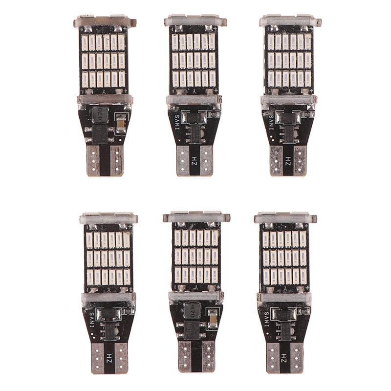 

6 шт. Светодиодные лампы T15 W16W 921 912 T16 T10 902 45SMD 4014 Светодиодный свет Супер яркий 1200 лм Замена для фонаря заднего хода автомобиля Белый синий