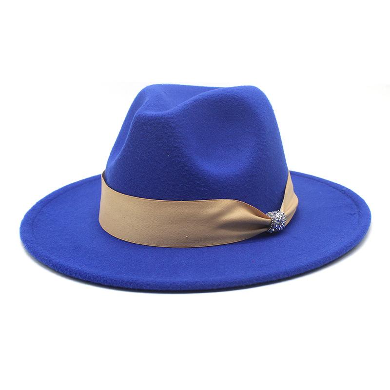 British Woolen Hat Women'S Spring Wide Brim Flat Top Internet Celebrity French Top Hat Flat Edge Imitation Wool Camel Jazz Hat