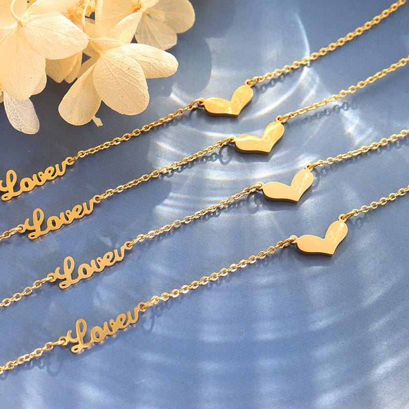 Heart Ankle Simple English Letter Foot Chain Jewelry Girl Friend Stainless Steel Summer Accessories For Fashion Beach New