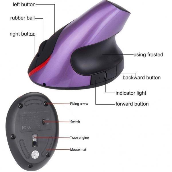 Professionelle 2,4 GHz 5 Tasten Wiederaufladbare Batterie Kabellos Ergonomisch Vertikal Optische Maus