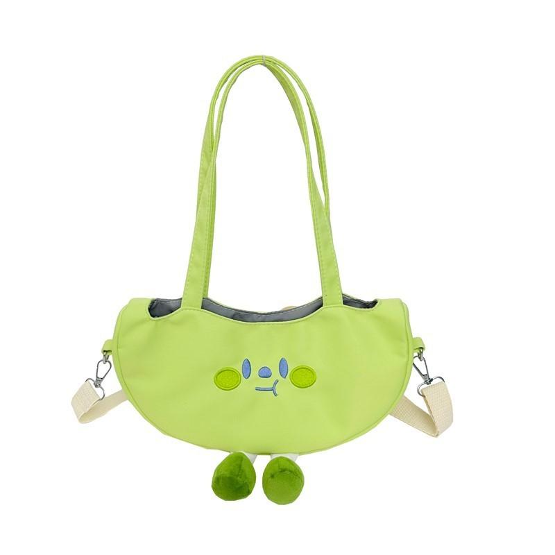 Soft Girl Canvas Crossbody Bag With Embroidered Design And Inner Pocket For Students