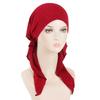 New Shimmer Pre-Tied Hat Women Muslim Hijab Turban Long Tail Headscarf Beanies Bonnet Hair Loss Chemo Cap Head Wrap Bandanas