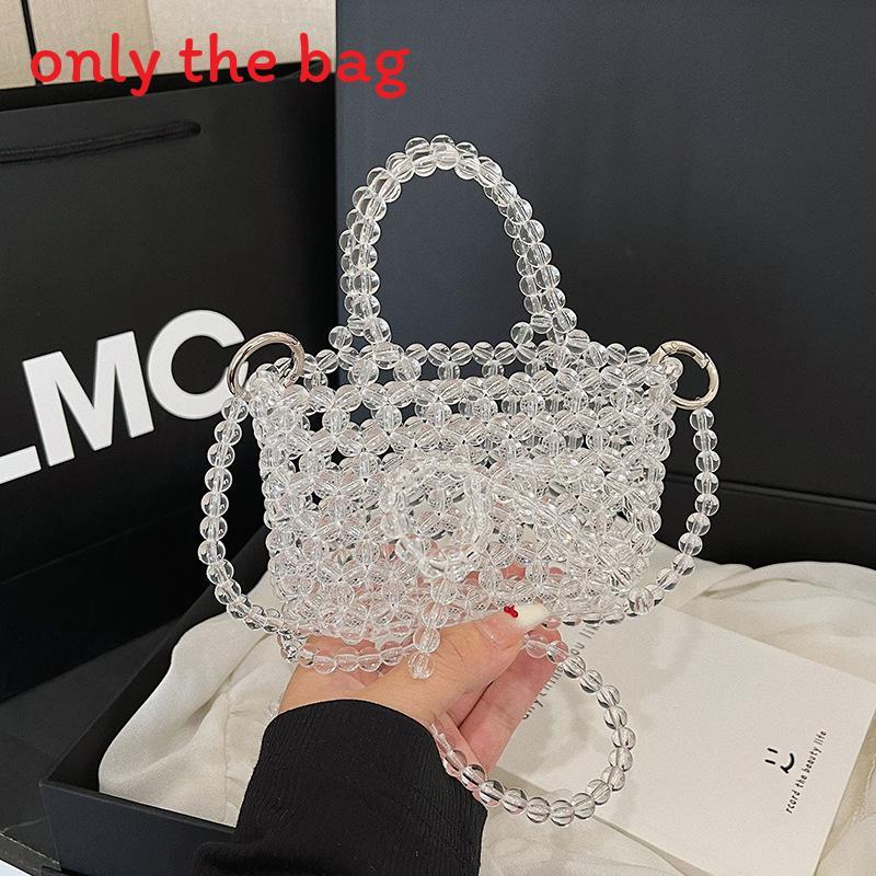 Transparent Bead Handbag With Bow Design And Top Opening For Casual Wear