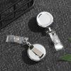 1pc Office Supplies Stationery Anti-Lost Clip Metal Key Ring Lanyards Retractable Badge Holder