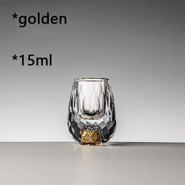 1/2/4/6pcs Luxury Crystal Glass Vodka Sake Shochu Bar Liqueur Gold Foil Glass Tea Cup Gift Hard Liquor Wine Glasses 15ml