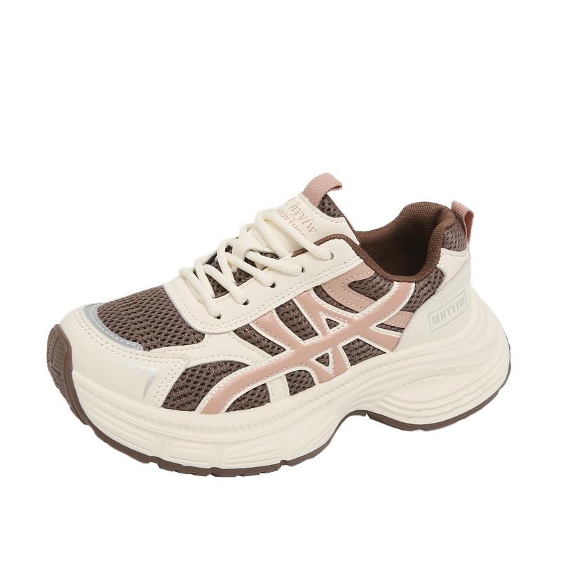 Dad Shoes Girl 2025 Summer New Korean Edition Thick-soled Mesh Breathable Lightweight Running Casual Sneakers ins