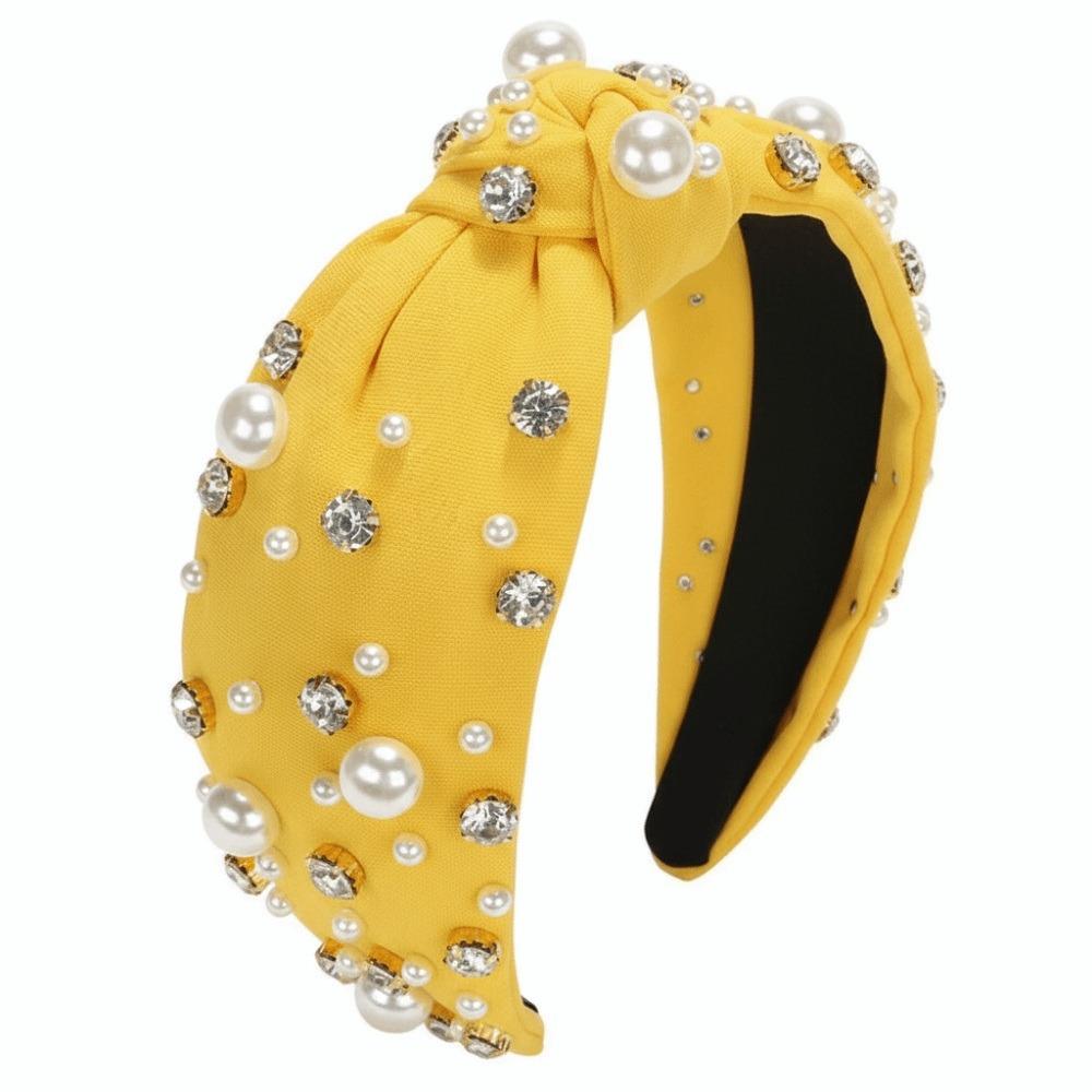 Luxury Twist Wide Edge Hairband Diamond Pearl Knotted Headband Pearl Headband  Trendy Headband
